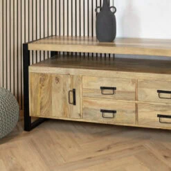 Britt tv meubel mangohout 190cm 2 deuren 4 vakken