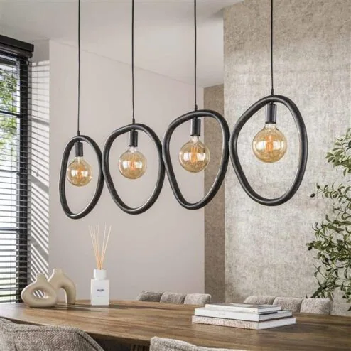 Jane 4-lichts Hanglamp Artic zwart