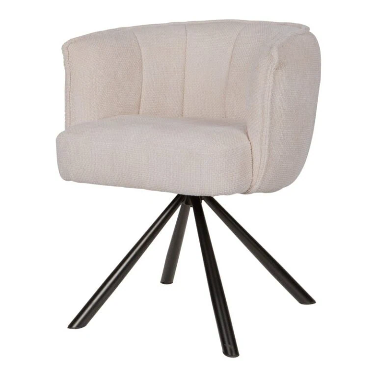Kivo Draaibare Eetkamerfauteuil Crème