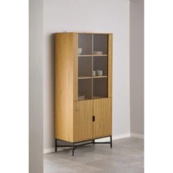 Lexora Vitrinekast Eiken lichtbruin 80cm