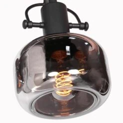Lior 2-lichts Wandlamp Zwart Smoke Glas