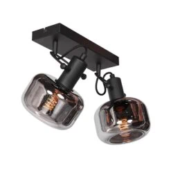 Lior 2-lichts Wandlamp Zwart Smoke Glas