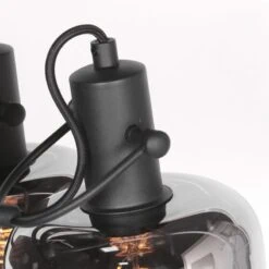 Lior 2-lichts Wandlamp Zwart Smoke Glas
