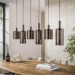 Luca 6-lichts Hanglamp Bruin