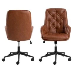 Lucano Bureaustoel Bruin PU Leer
