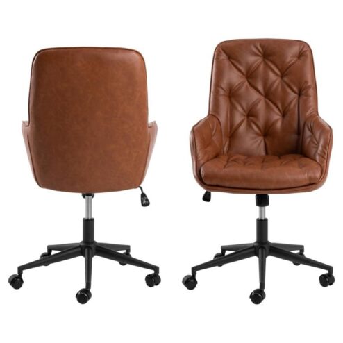 Lucano Bureaustoel Bruin PU Leer