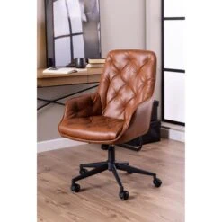 Lucano Bureaustoel Bruin PU Leer