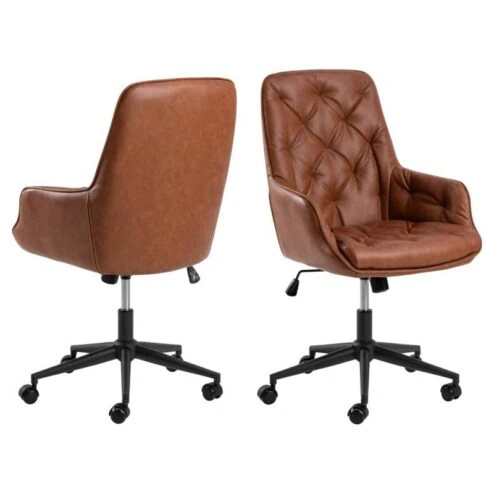Lucano Bureaustoel Bruin PU Leer
