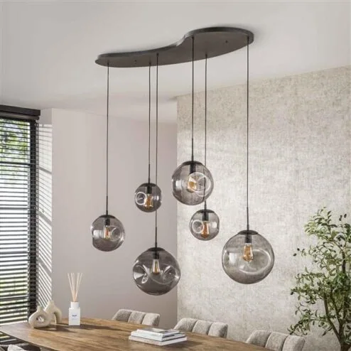 Mika 6-lichts Hanglamp Smoke