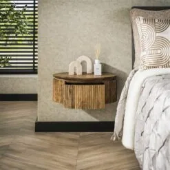 Namra Zwevend Nachtkastje Rond Mangohout 50cm
