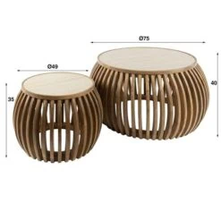 Numa Salontafel set van 2 Curve Mangohout Travertin