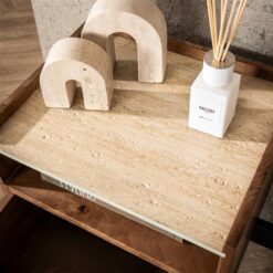 Numa Zwevend Nachtkastje open vak Mangohout Travertin 40cm