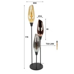 Olmo 3-lichts Vloerlamp XL Mixglas