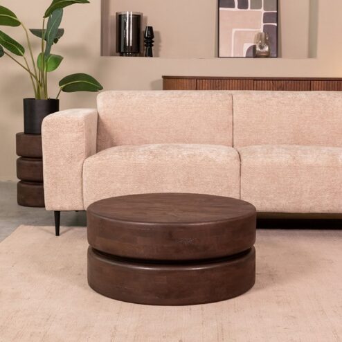 Salontafel Milly Espresso Mangohout 70cm Rond