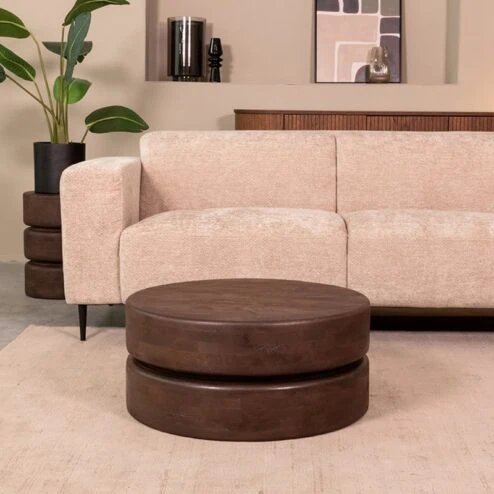 Salontafel Milly Espresso Mangohout 70cm Rond