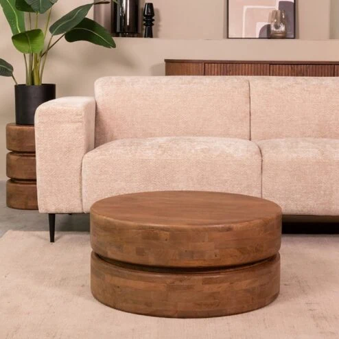 Salontafel Milly Naturel Mangohout 70cm Rond