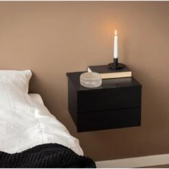 Svea zwevend Nachtkastje 2 lade Zwart 37cm