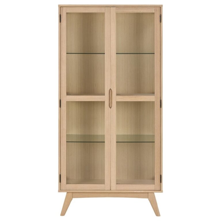 Tuvra Vitrinekast Hoog Naturel Eiken 94cm Tuvra Vitrinekast Hoog Naturel Eiken 94cm