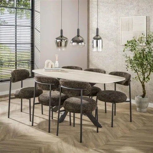 Vario Eettafel deens ovaal Keramiek zand 180cm