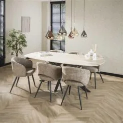 Vario Eettafel deens ovaal Keramiek zand 215cm