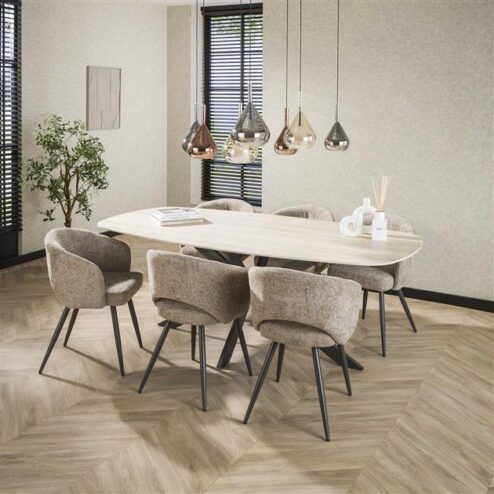 Vario Eettafel deens ovaal Keramiek zand 215cm
