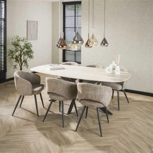 Vario Eettafel deens ovaal Keramiek zand 215cm