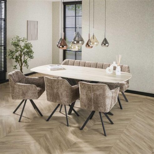 Vario Eettafel deens ovaal Keramiek zand 215cm