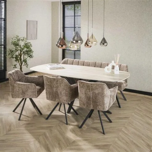 Vario Eettafel deens ovaal Keramiek zand 215cm