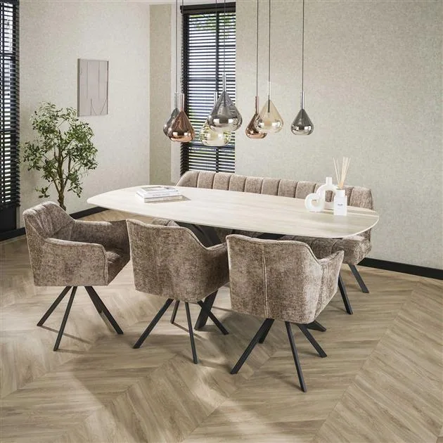 Vario Eettafel deens ovaal Keramiek zand 215cm