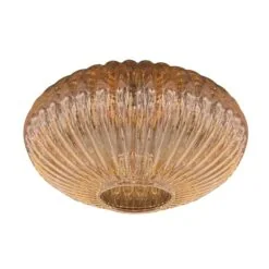 Zavi 5-lichts Getrapte Hanglamp Geribbeld Amberglas