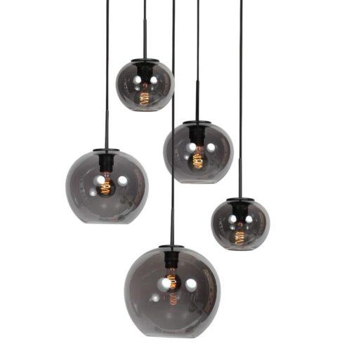 Zavi 5-lichts Getrapte Hanglamp Smoke Bol