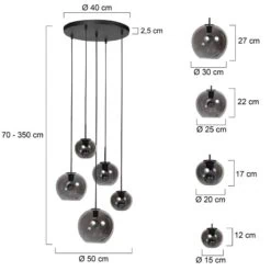 Zavi 5-lichts Getrapte Hanglamp Smoke Bol