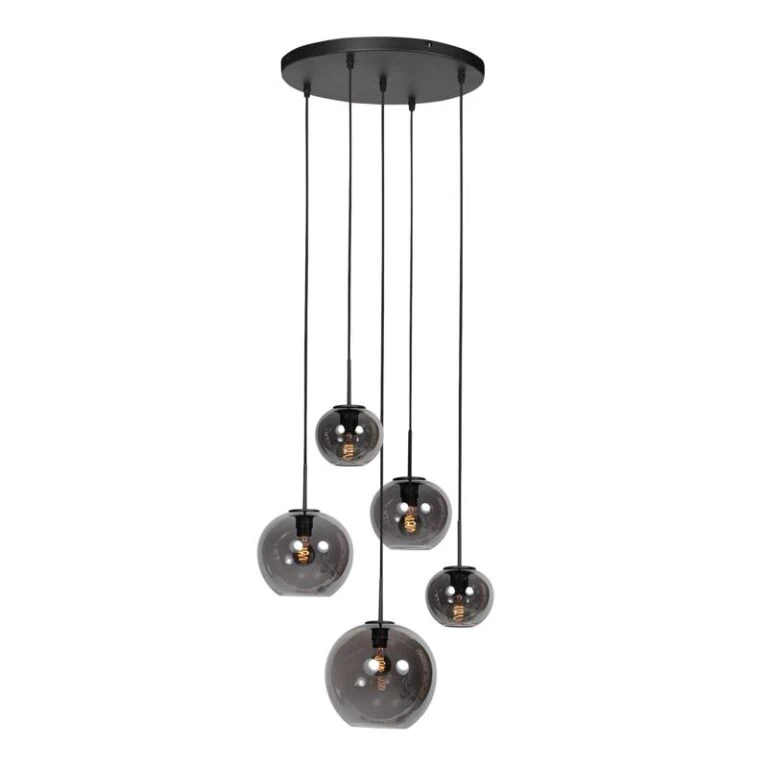 Zavi 5-lichts Getrapte Hanglamp Smoke Bol