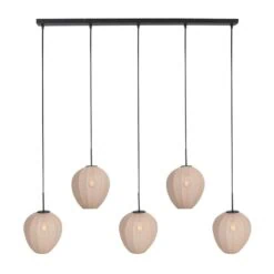Zavi 5-lichts Hanglamp Crème Stof