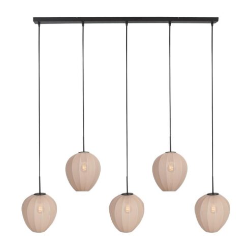 Zavi 5-lichts Hanglamp Crème Stof