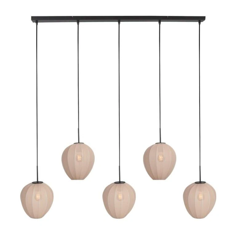 Zavi 5-lichts Hanglamp Crème Stof