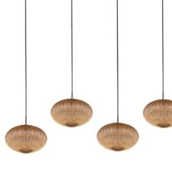 Zavi 5-lichts Hanglamp Geribbeld Amberglas