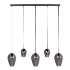 Zavi 5-lichts Hanglamp Smoke Langwerpig