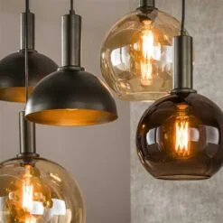 Clemenza 7-lichts Hanglamp Bruin/Amber