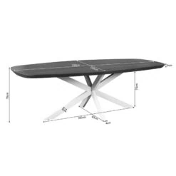 Eettafel Martin Deens ovaal Bruin Zwarte poot 200cm
