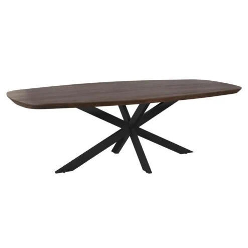 Eettafel Martin Deens ovaal Bruin Zwarte poot 200cm