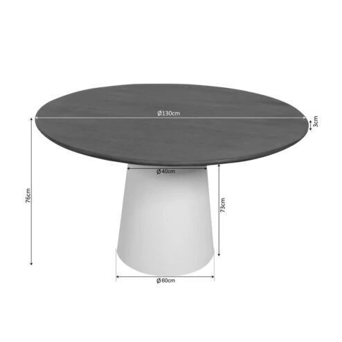 Eettafel Martin rond Bruin Zand Dichte poot 130cm