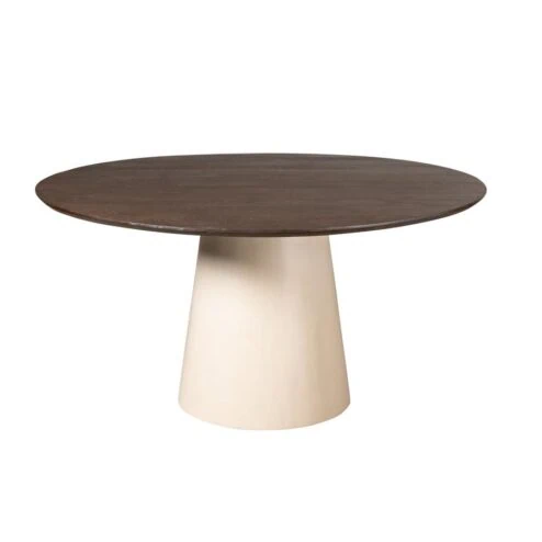 Eettafel Martin rond Bruin Zand Dichte poot 130cm