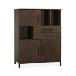 Elowen Wandkast laag 3-deurs Donkerbruin 120cm