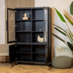 Valente Vitrinekast Zwart 120cm