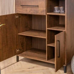 Elowen Wandkast hoog 4-deurs Donkerbruin 94cm