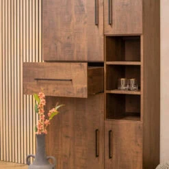 Elowen Wandkast hoog 4-deurs Donkerbruin 94cm