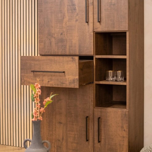 Elowen Wandkast hoog 4-deurs Donkerbruin 94cm