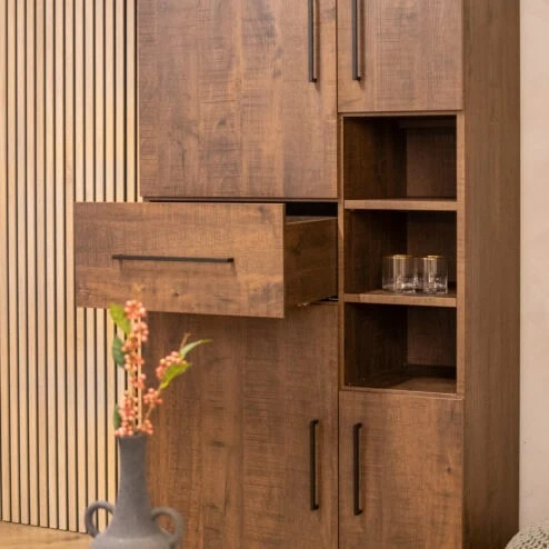 Elowen Wandkast hoog 4-deurs Donkerbruin 94cm