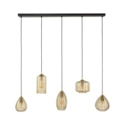 Nona 5-lichts Hanglamp Bruin glas